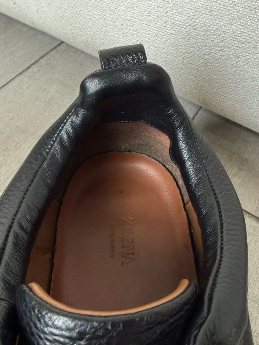 Triple Stitch Black Leather Men's Sneakers